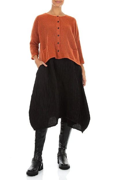 Short Loose Orange Wool Cardigan