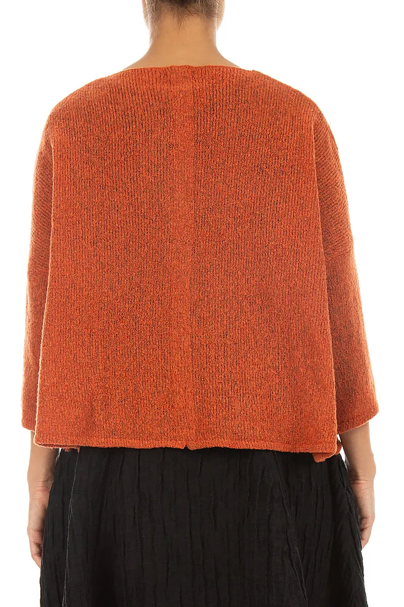 Short Loose Orange Wool Cardigan