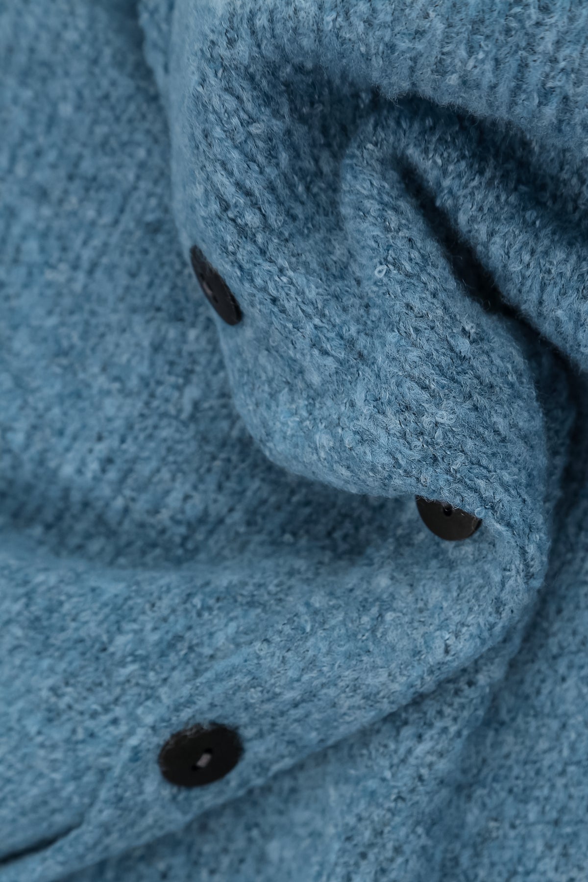Short Loose Petrol Blue Wool Cardigan