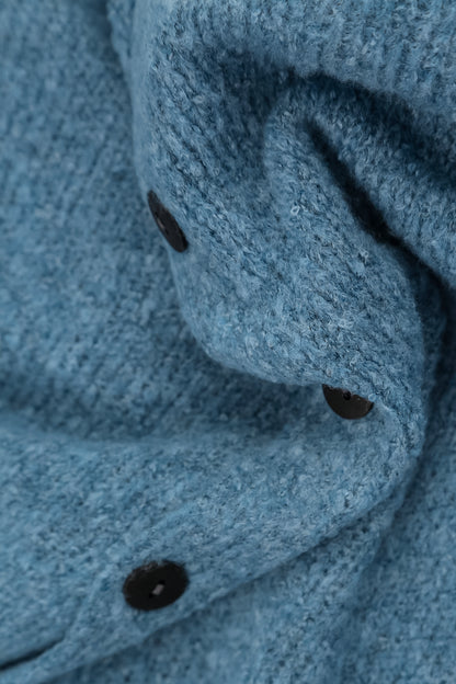Short Loose Petrol Blue Wool Cardigan