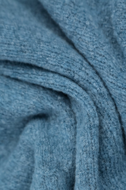 Short Loose Petrol Blue Wool Cardigan
