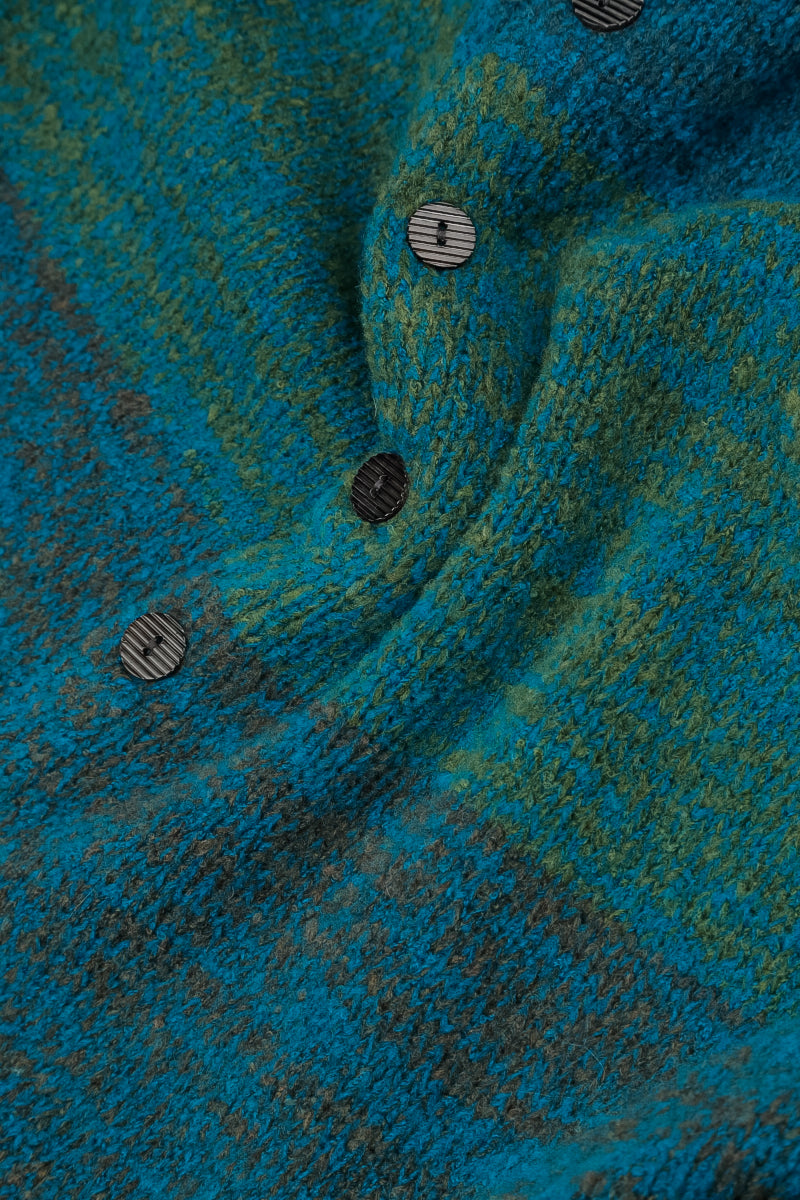 Loose Teal Mélange Wool Cardigan