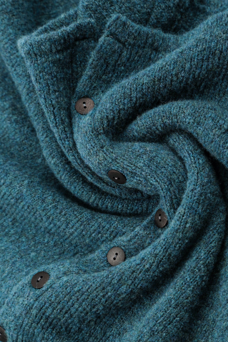 Cardigan court et ample en laine bleu sarcelle