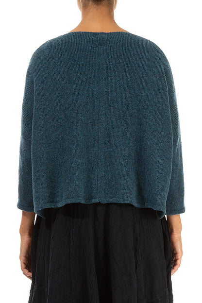 Short Loose Teal Wool Cardigan