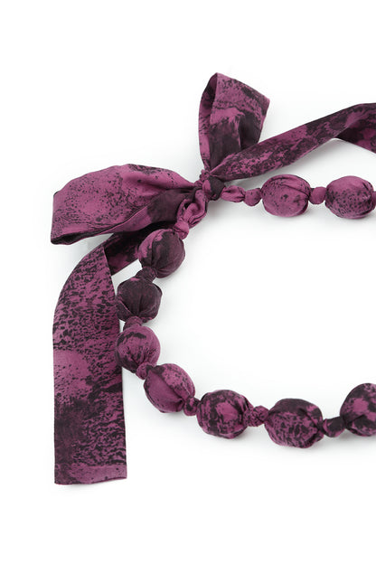 Short Magenta Marble Silk Cotton Bead Necklace