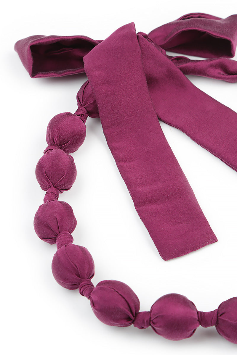 Short Magenta Silk Bead Necklace