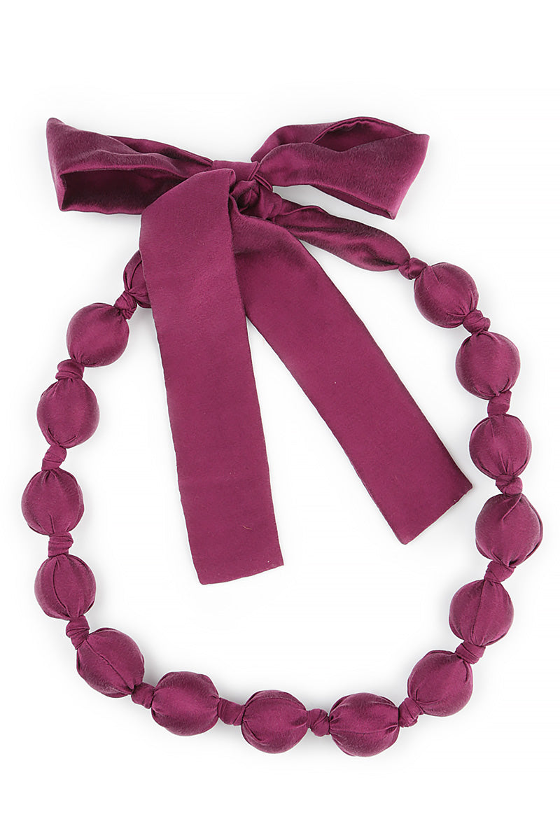 Short Magenta Silk Bead Necklace