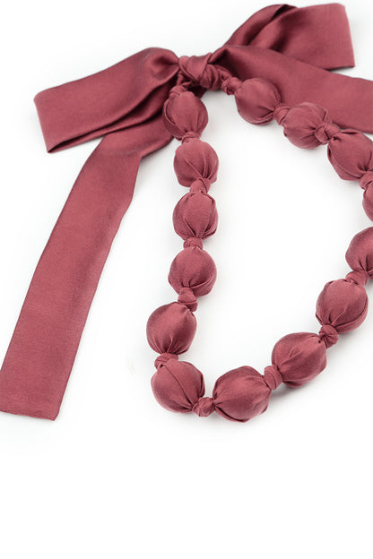 Short Merlot Silk Bead Necklace