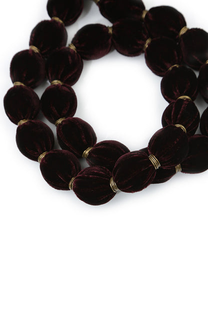 Short Merlot Silk Velvet Bead Necklace