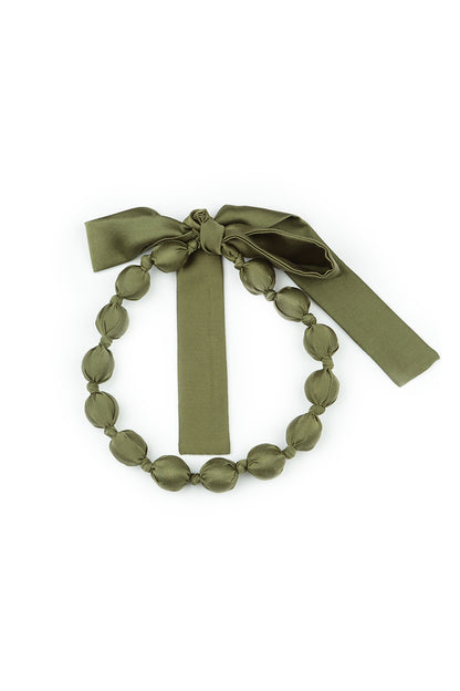 Short Olive Silk Bead Necklace