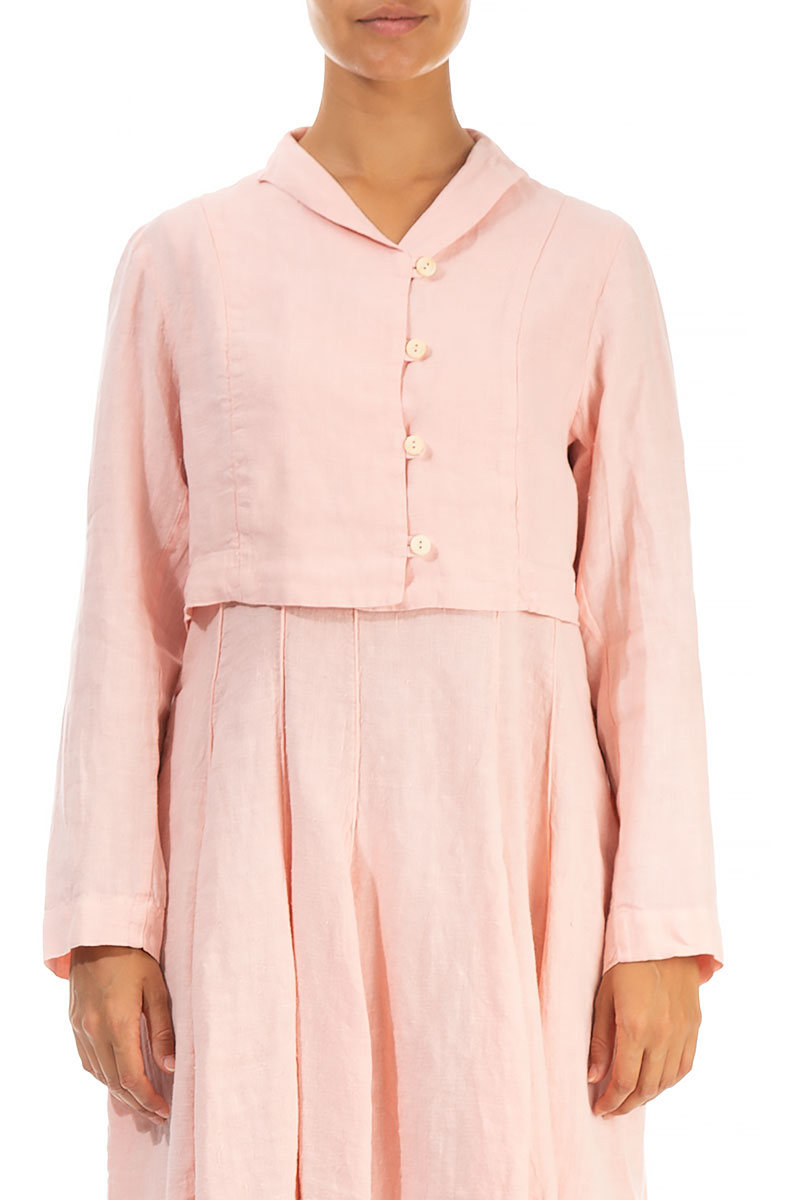 Short Peach Pink Linen Jacket