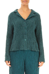 Short Peacock Textured Silk Linen Jacket 1