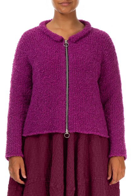 Short Royal Fuchsia Alpaca Wool Cardigan