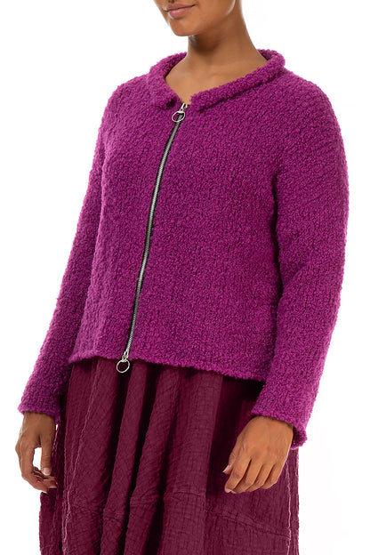 Short Royal Fuchsia Alpaca Wool Cardigan