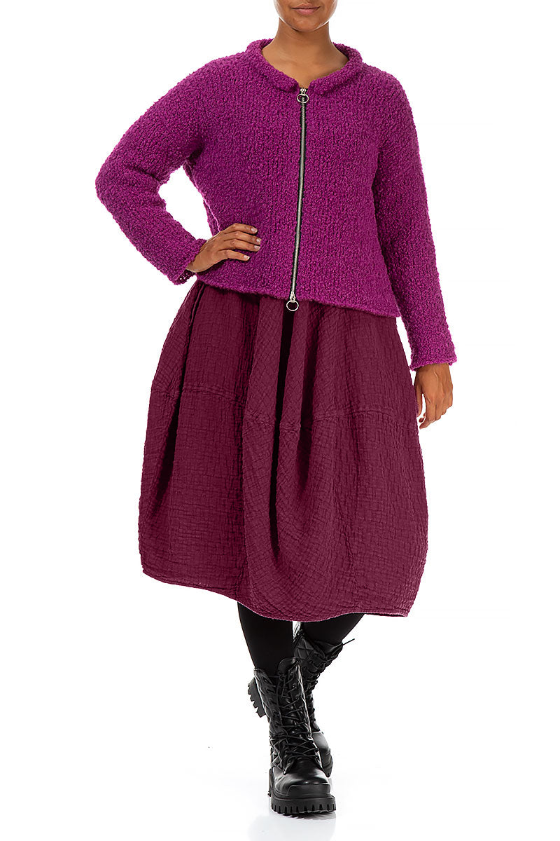 Short Royal Fuchsia Alpaca Wool Cardigan