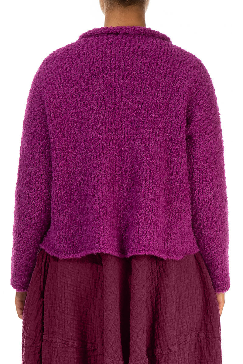 Short Royal Fuchsia Alpaca Wool Cardigan