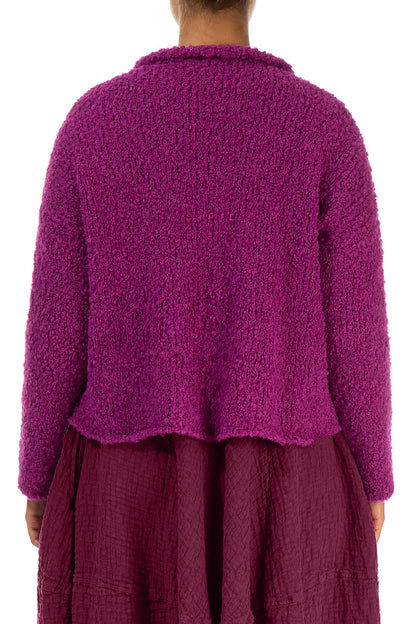 Short Royal Fuchsia Alpaca Wool Cardigan