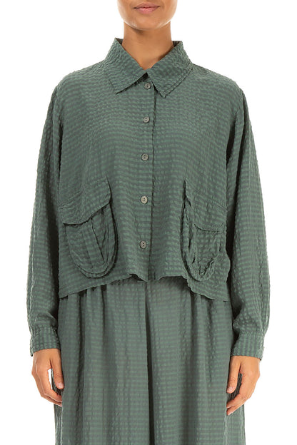 Veste courte en soie texturée sauge