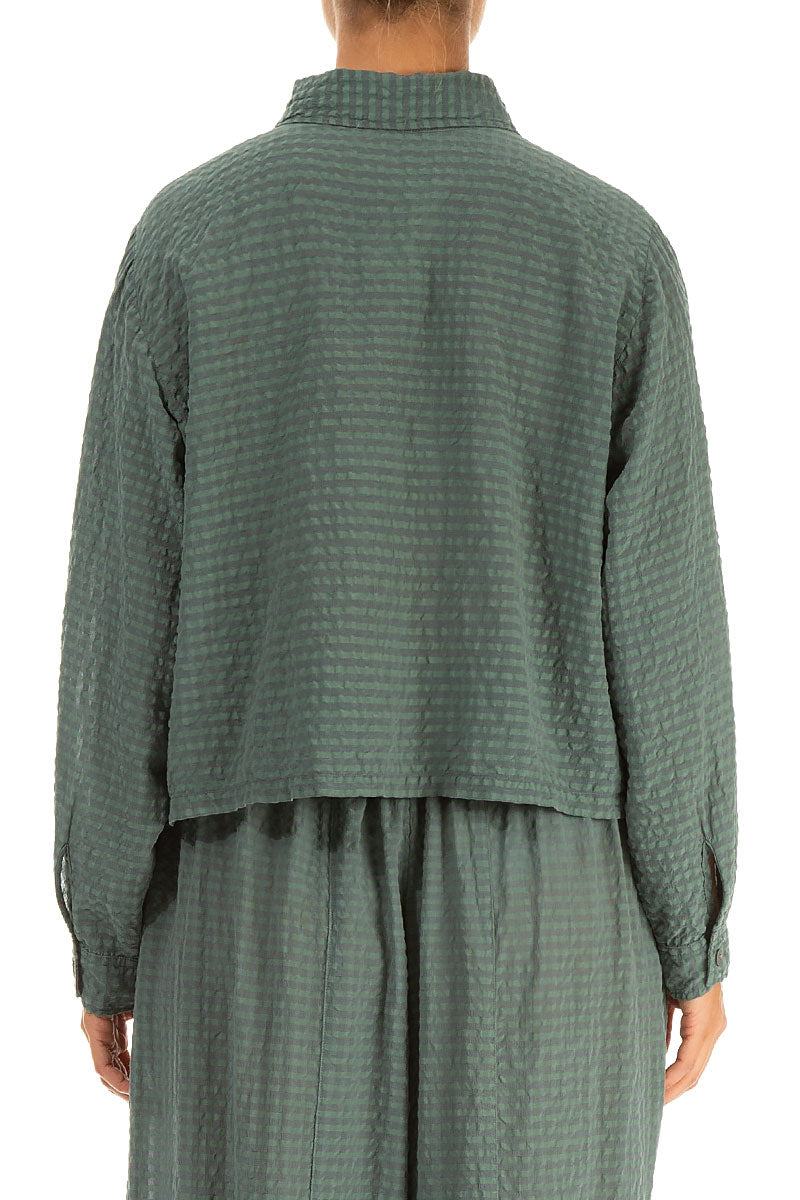 Veste courte en soie texturée sauge