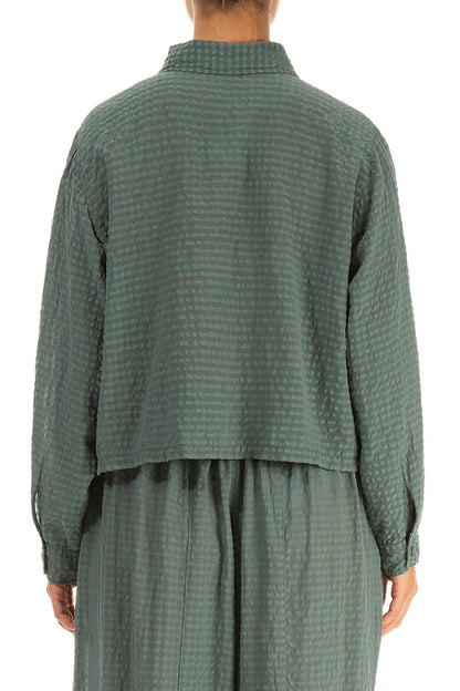 Veste courte en soie texturée sauge