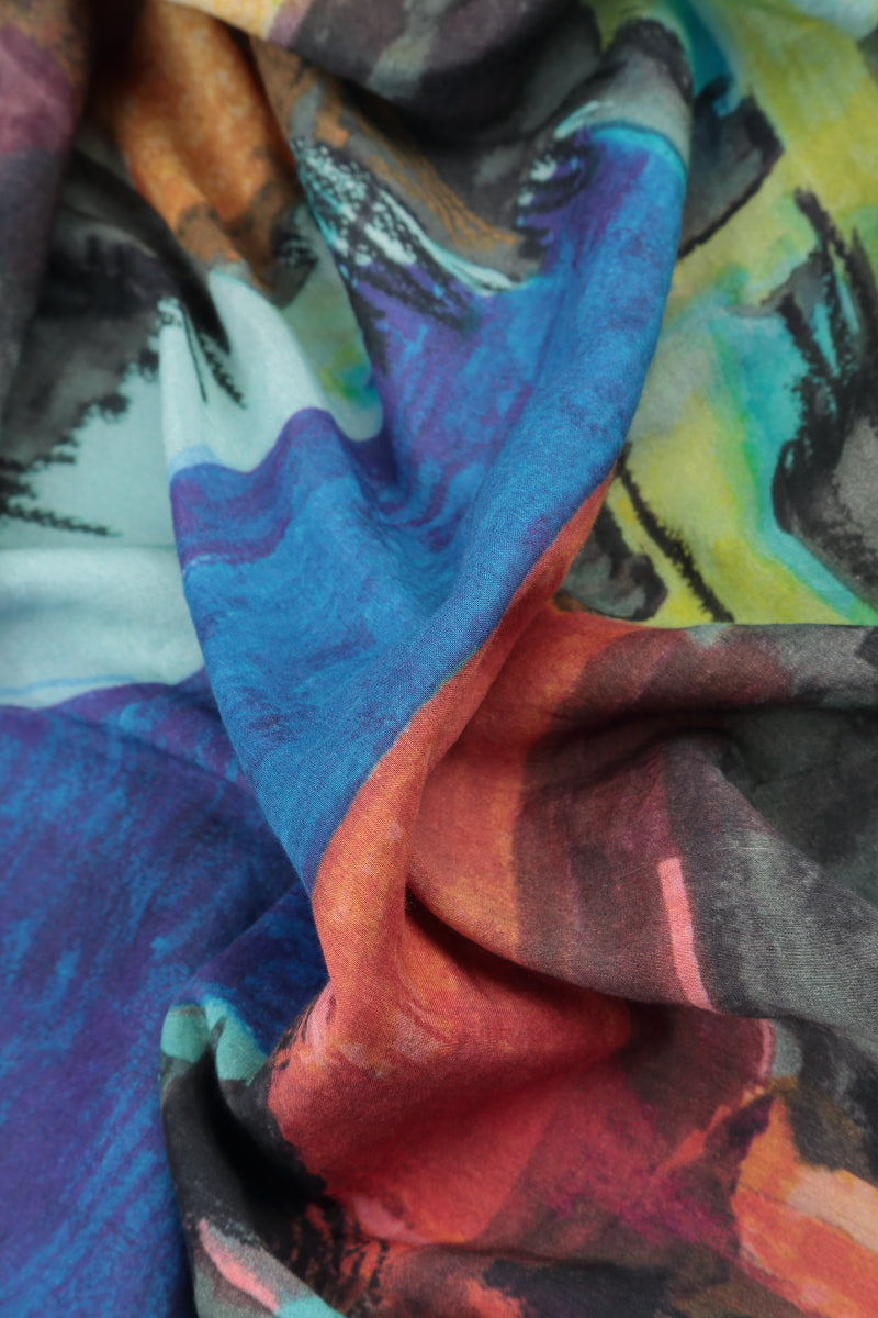 Short Sleeves Abstract Silk Bamboo Top 5