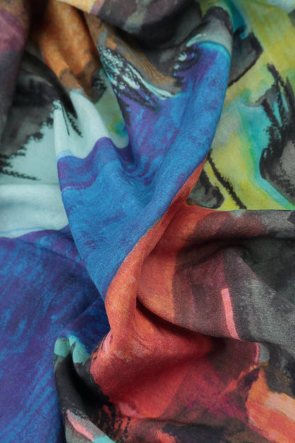 Short Sleeves Abstract Silk Bamboo Top 5