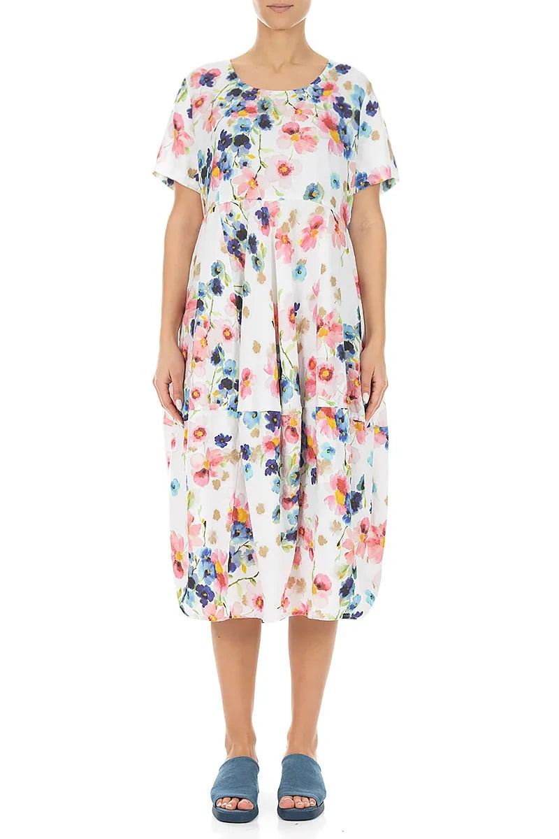 Short Sleeves Balloon Primrose Linen Dress 1