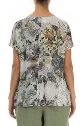 Short Sleeves Botanical Linen Jersey Top 2