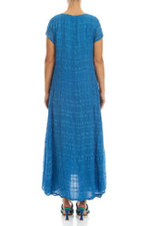 Short Sleeves Cobalt Blue Light Silk Maxi Dress 2