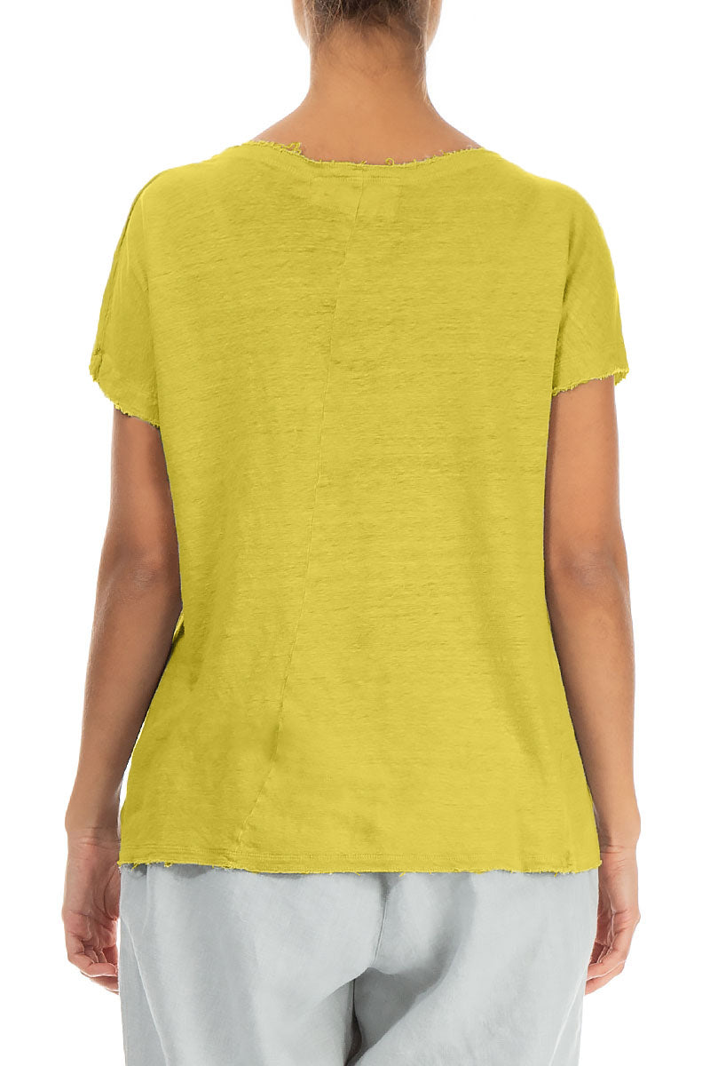 Short Sleeves Cyber Lime Linen Jersey Top