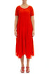 Short Sleeves Flared Flame Orange Silk Viscose Dress 1