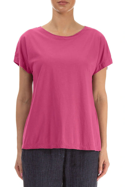 Kurzärmeliges fuchsiafarbenes Baumwolltop