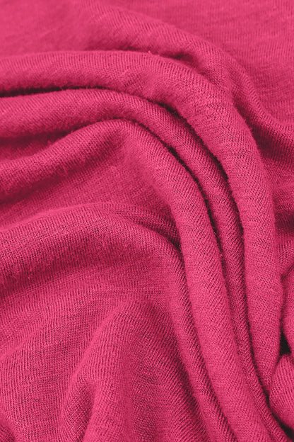 Short Sleeves Fuchsia Linen Jersey Top 5