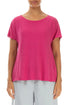 Short Sleeves Fuchsia Linen Jersey Top 1