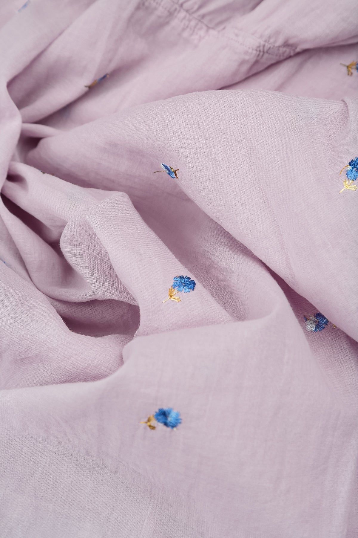 Short Sleeves Lilac Embroidered Petals Cotton Top 5