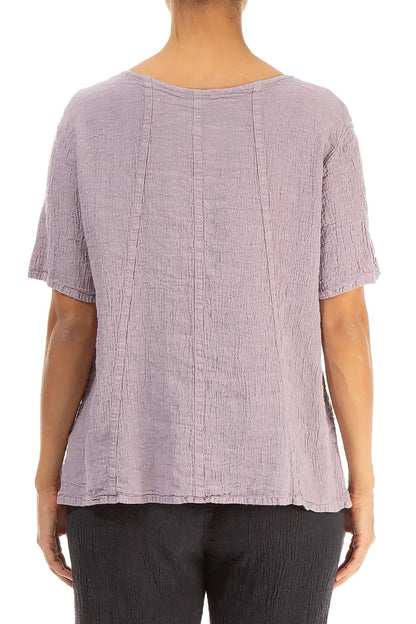 Short Sleeves Lilac Linen Viscose Blouse 3