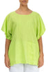 Short Sleeves Lime Linen Blouse 1