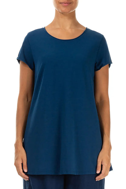 Short Sleeves Royal Blue Cotton T-Shirt 1