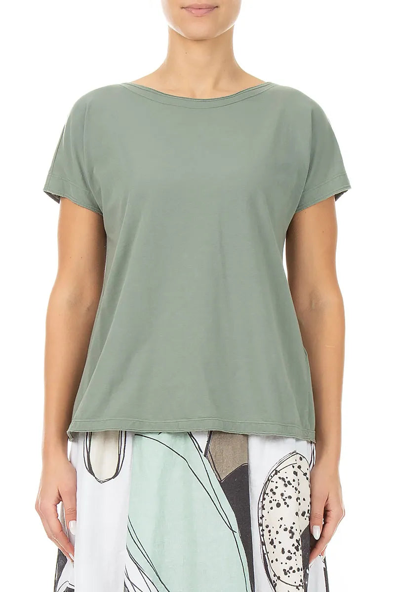 Haut en coton sauge à manches courtes