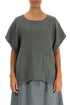 Short Sleeves Sage Linen Blouse 1