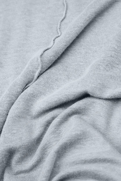 Short Sleeves Silver Grey Linen Jersey Top