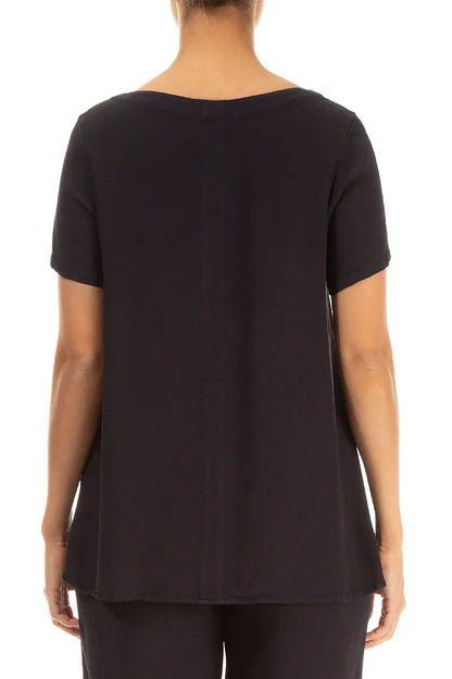 Short Sleeves V-Neck Graphite Viscose Blouse 2