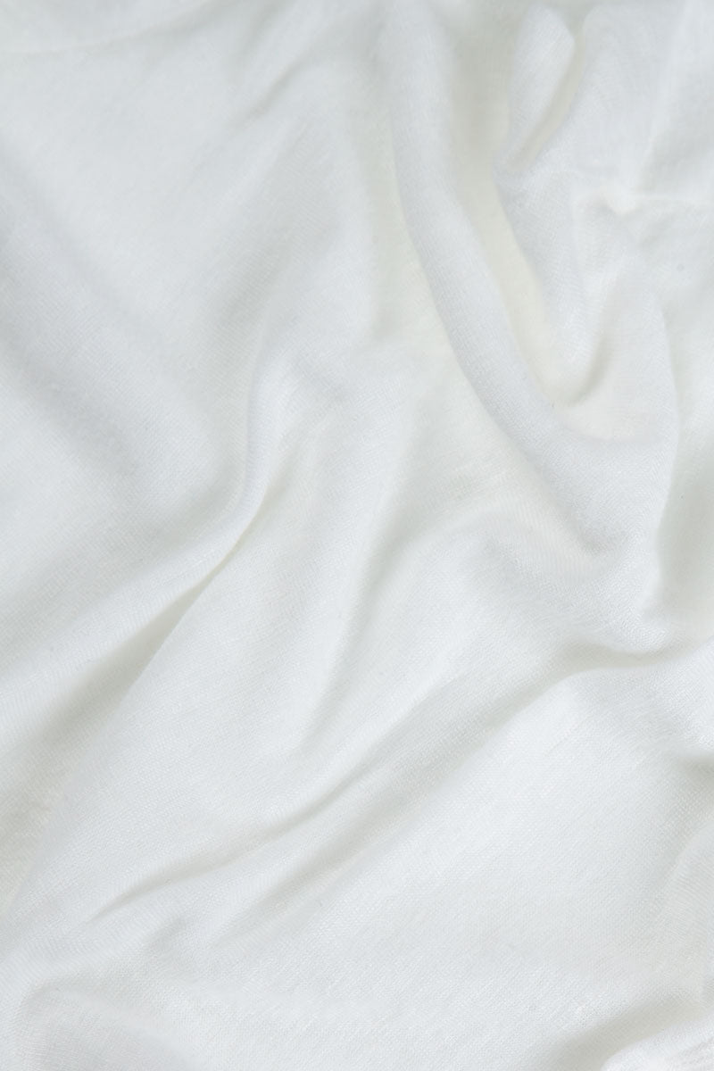 Short Sleeves White Linen Jersey Top