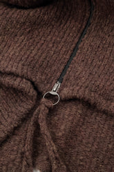 Short Zip Closed Brown Wool Cardigan 5