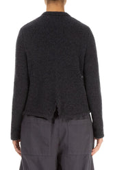 Short Zip Closed Dark Grey Wool Cardigan 2