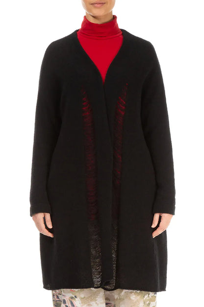 Shredded Black Wool Cardigan 1