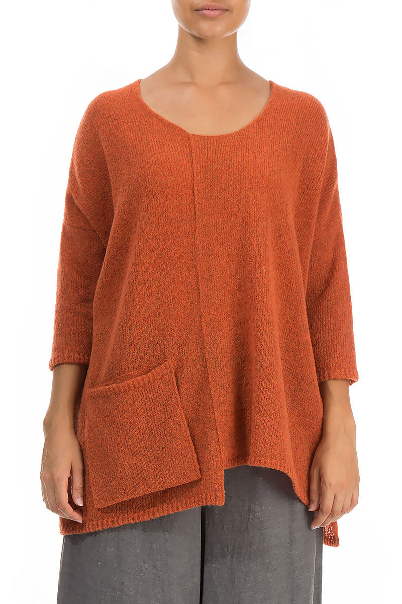 Side Pocket Burnt Orange Wool Sweater