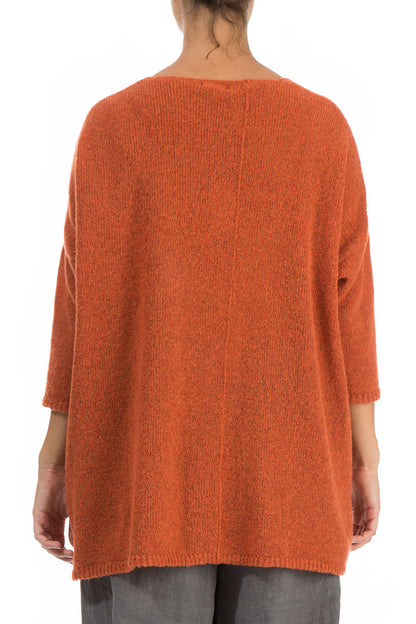 Side Pocket Burnt Orange Wool Sweater