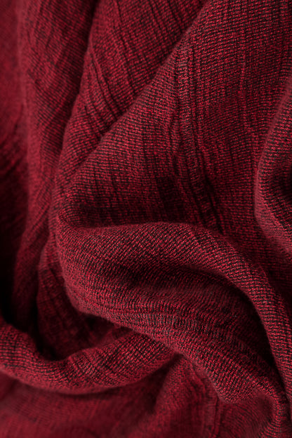 Side Buttons Cherry Red Mélange Linen Dress 5