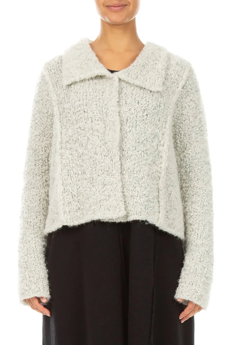 Collar Mélange Pearl Alpaca Wool Cardigan 1